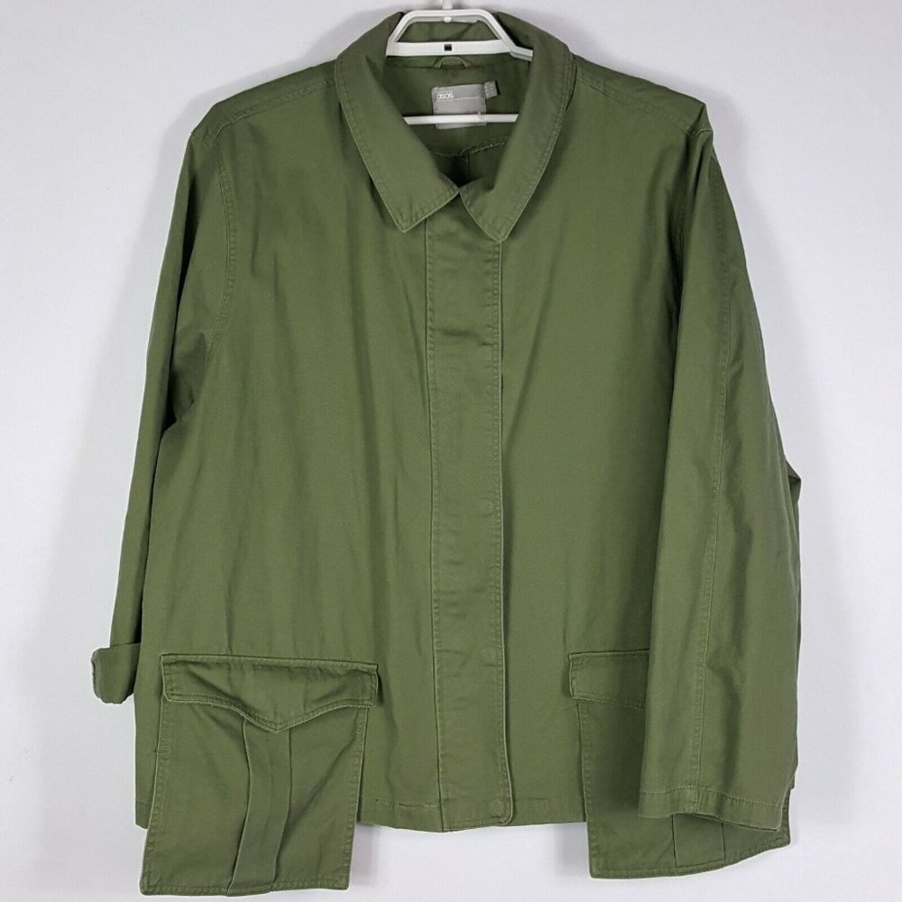 Asos Sz 24 Army Green Cargo Jacket Women Button